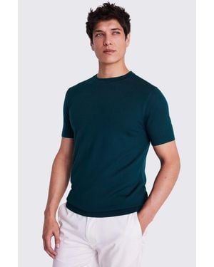 Moss Emerald Merino Crew-Neck T-Shirt - Blue