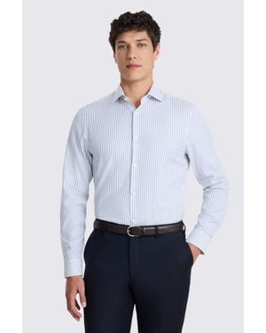 Moss Slim Fit & Wide Stripe Cotton Shirt - White