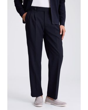 Moss Wool Pleated Trousers - Blue