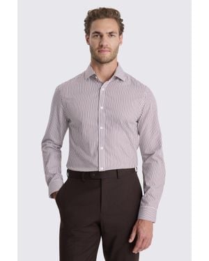 Moss Slim Fit Stripe Non Iron Shirt - Purple