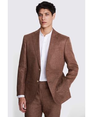 Moss Tailored Fit Copper Linen Suit Jacket - Brown
