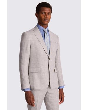 Moss Slim Fit Oatmeal Linen Suit Jacket - Brown