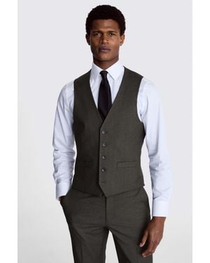 Moss Regular Fit Charcoal Stretch Waistcoat - Blue