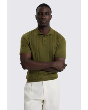 Moss Pointelle Polo Shirt - Green