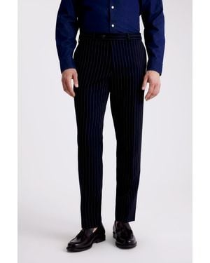 Moss Slim Fit Stripe Trouser - Blue