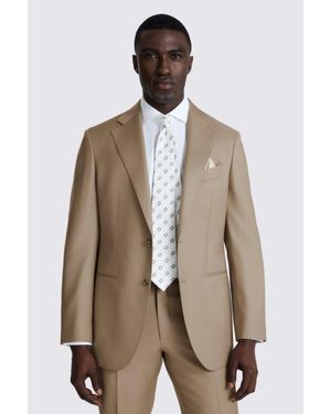 Barberis Italian Tailored Fit Taupe Twill Suit Jacket - Natural