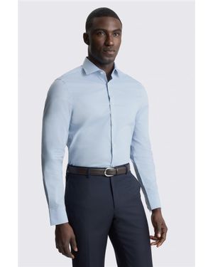 Moss Slim Fit Sky Stretch Shirt - Blue