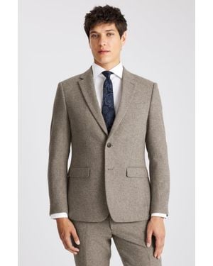 Moss Slim Fit Stone Donegal Tweed Suit Jacket - Natural