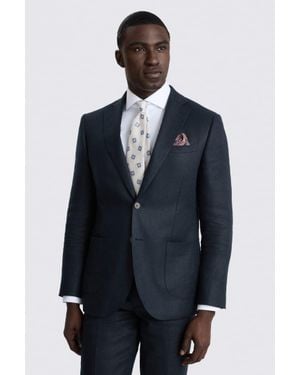 Moss Slim Fit Twill Linen Suit Jacket - Blue