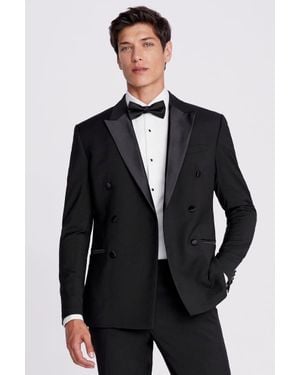 Moss Slim Fit Double Breasted Tuxedo Suit Jacket - Black