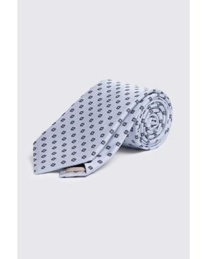 Moss Mid- Silk Ditsy Medallion Tie - Blue