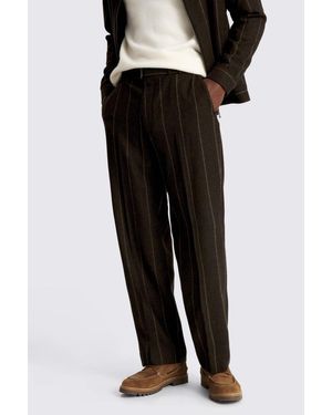 Moss Stripe Self Belt Trousers - Black