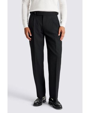Moss Wool Pleated Trousers - Black