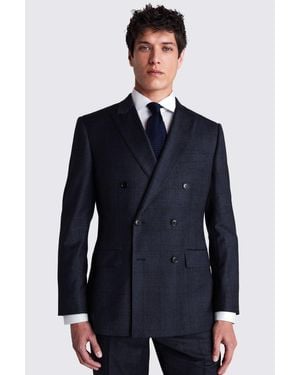 Moss Tailored Fit Check Performance Suit Jacket - Blue
