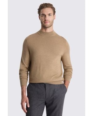 Moss Camel Merino Mock-Neck Jumper - Natural