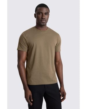 Moss Dark Taupe Cotton Crew-Neck T-Shirt - Natural