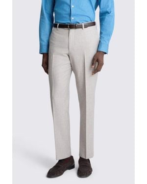 Barberis Tailored Fit Neutral Wool Cotton Trouser - Blue