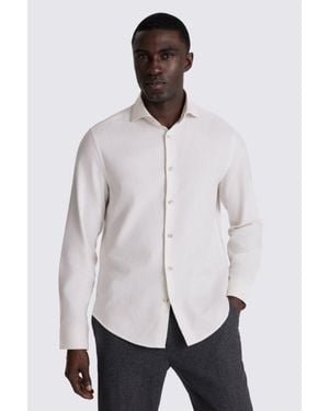 Moss Off- Melange Brushed Cotton Shirt - White