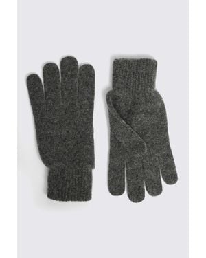 Moss Charcoal Cashmere Blend Gloves - Black