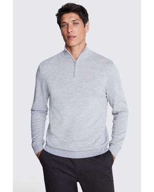 Moss Light Merino Zip-Neck Jumper - Grey