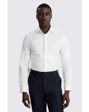 Moss Slim Fit Dobby Stretch Shirt - White