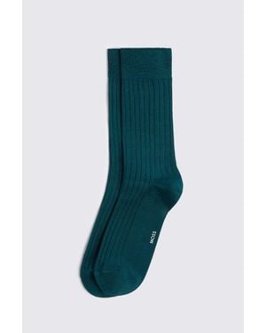 Moss Pine Mercerised Ribbed Socks - Green