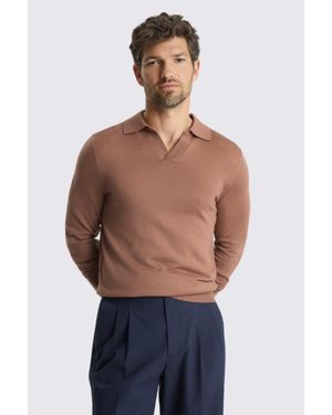 Moss Dusty Merino Skipper Polo Shirt - Blue