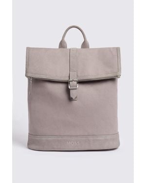 Moss Taupe Canvas & Suede Backpack - Grey