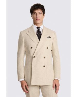 Moss Relaxed Fit Ecru Twill Linen Cotton Suit Jacket - Natural
