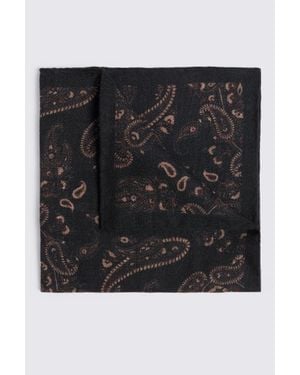 Tessitura bottinelli Bottinelli Taupe Paisley Pocket Square - Black