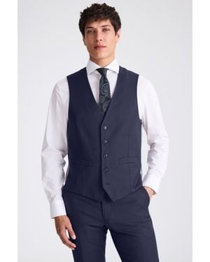 Moss Tailored Fit Twill Waistcoat - Blue