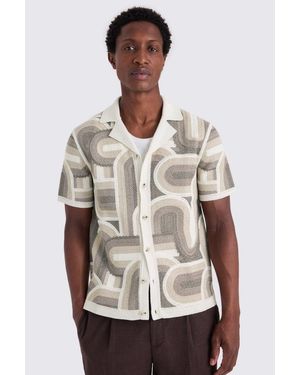 Moss Retro Crochet Knitted Shirt - Natural