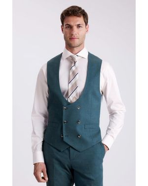 Moss Tailored Fit Flannel Waistcoat - Blue