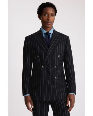 Moss Tailored Fit Stripe Suit Jacket - Black