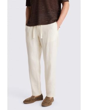 Moss Off- Linen Drawstring Trousers - White
