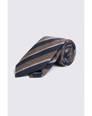Moss Bronze Silk Stripe Tie - Blue