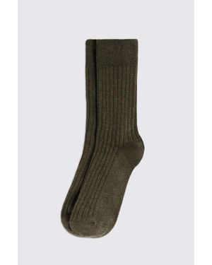 Moss Dark Melange Socks - Green