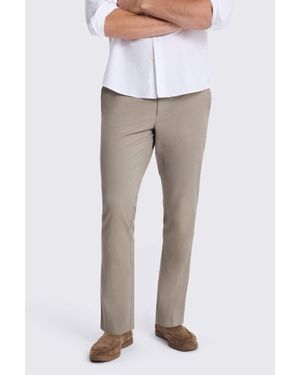 Moss Slim Fit Dark Taupe Cotton Chinos - White
