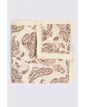 Tessitura bottinelli Bottinelli Neutral & Dark Wool Paisley Pocket Square - Natural