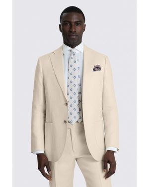 Moss Tailored Fit Neutral Twill Linen Suit Jacket - Natural