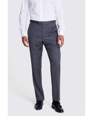 Barberis Italian Tailored Fit Stripe Unhemmed Trousers - Grey