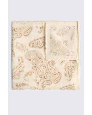 Tessitura bottinelli Bottinelli Neutral & Wool Paisley Pocket Square - Natural
