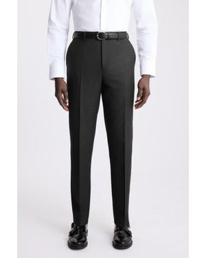 Moss Regular Fit Charcoal Twill Trousers - Black
