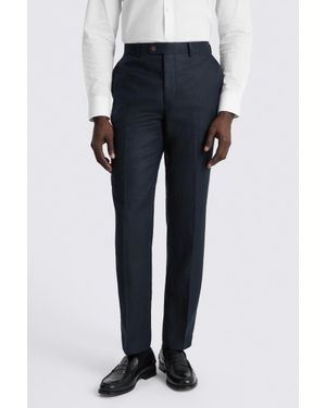 Moss Slim Fit Twill Linen Trouser - Blue