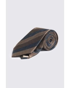 Moss Silk Stripe Tie - Brown