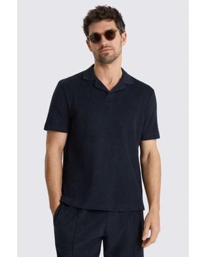 Moss Terry Towelling Cotton Polo Shirt - Blue