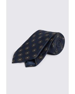 Moss Silk Medallion Tie - Blue
