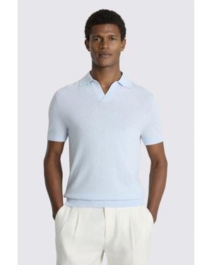 Moss Light Linen-Blend Skipper Polo Shirt - White