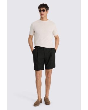 Moss Wool Pleated Shorts - Black