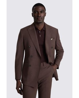 Moss Tailored Fit Dark Plum Performance Suit Jacket - Brown